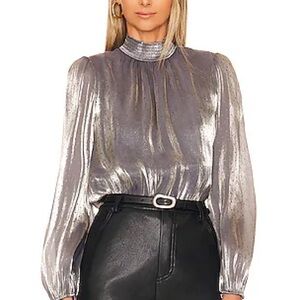 1. State Shimmering Silver Blouse